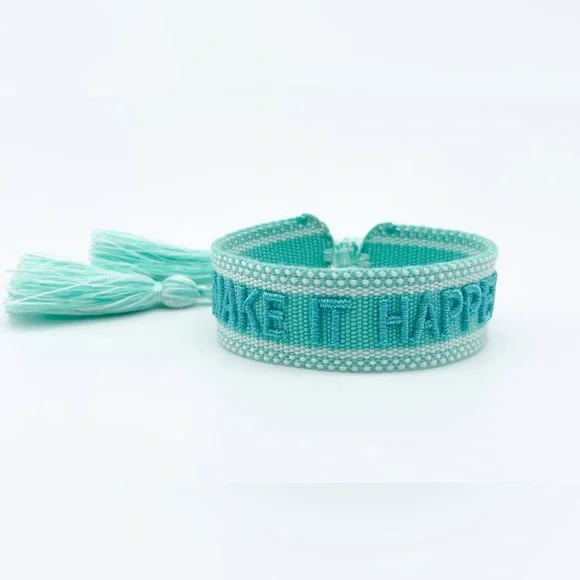 GIFTS- Make It Happen - Aqua- Woven Bracelet - Picture 2 of 2